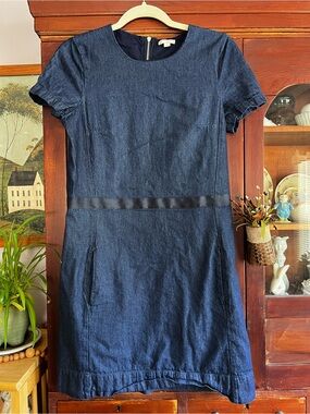 GAP Navy Blue Short-Sleeve Denim Mini Dress